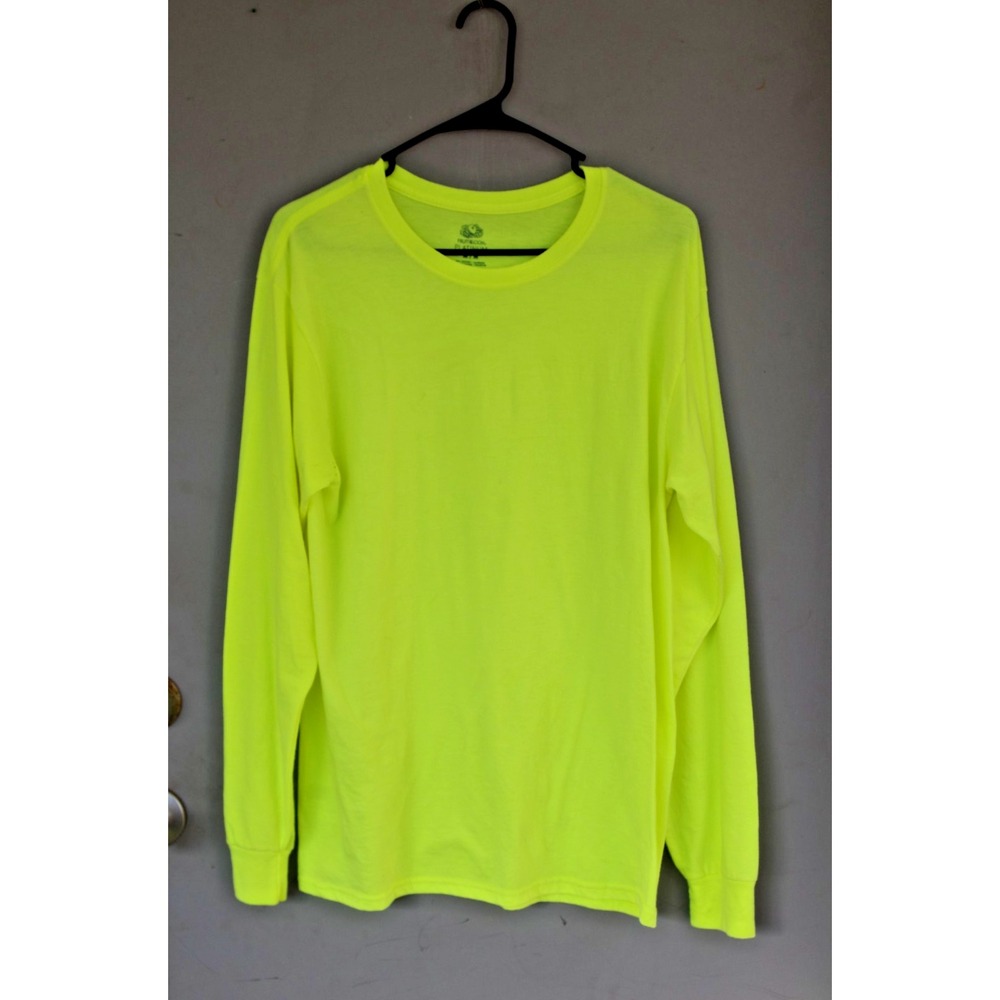 Vintage‎ Long Sleeve Neon Flourescent Yellow T-Shirt M